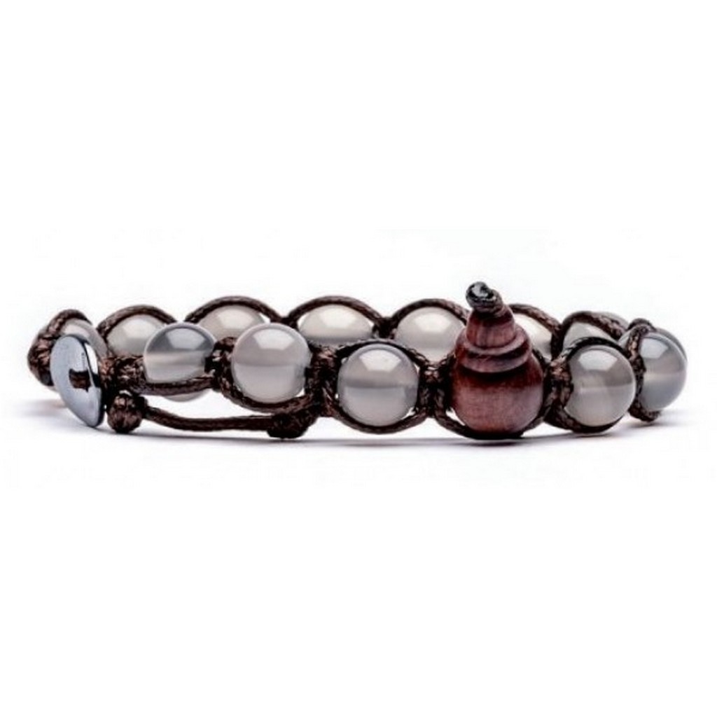 Tamashii Bracciale Tibetano In Agata Rossa – Cordino Cotone, Chiusura In Metallo, Regolabile 16-23 Cm, Unisex